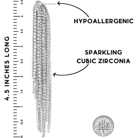 Chic Simulated Diamond Dangle Earrings - Hypoallergenic - Picture 4 of 7